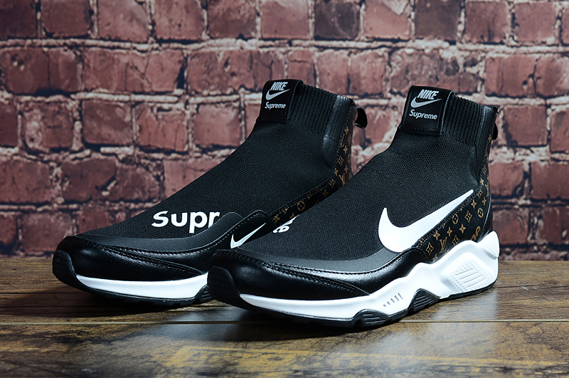 Women NIKE x SUPREME Black White Yellow Shoes - Click Image to Close